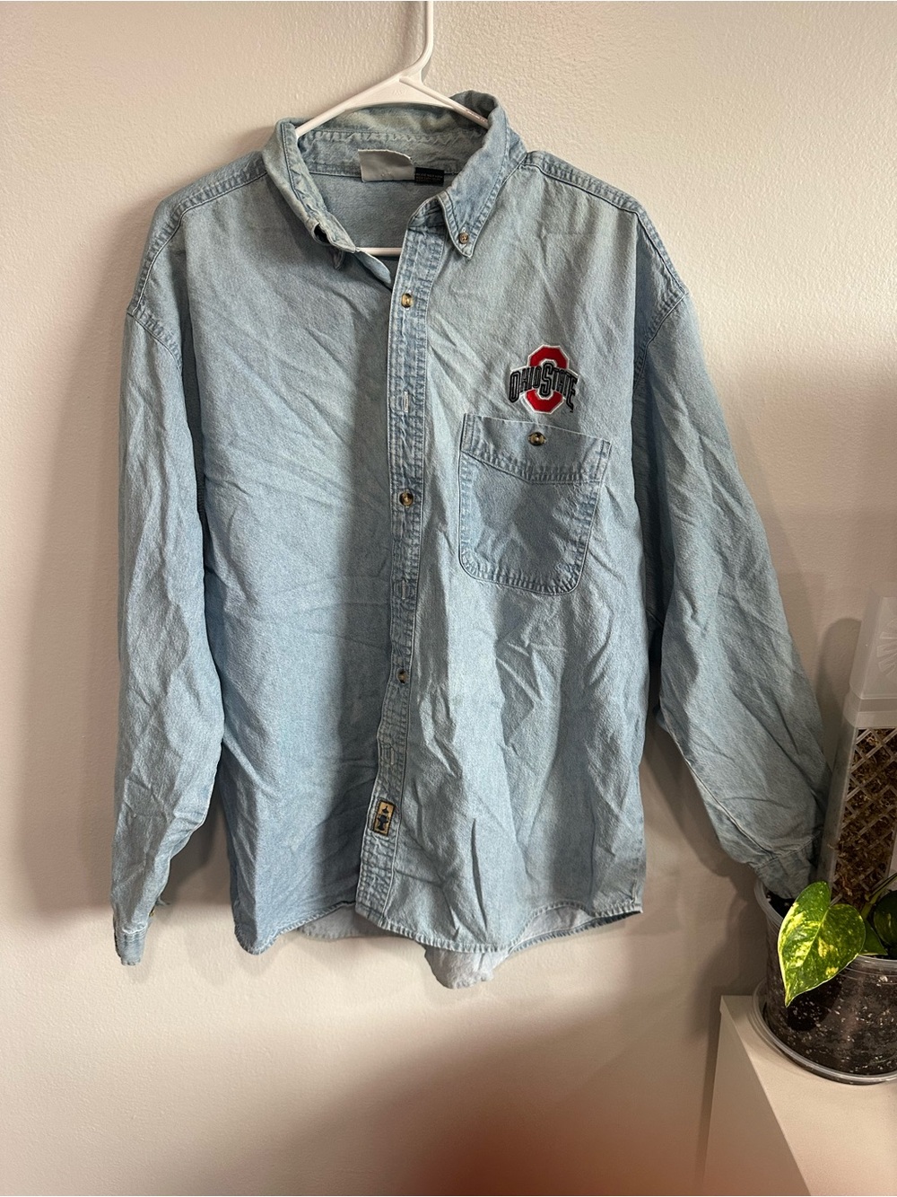 Vintage Ohio State Buckeyes denim button up shirt embroidered